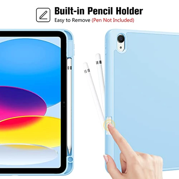ProCase for iPad (A16) 11th Generation 11 Inch 2025/ iPad 10th Generation 10.9 Inch 2022 Case with Pencil Holder, Hybrid Cover with Soft TPU Back, Supports Touch ID, Auto Wake/Sleep -SkyBlue by ProCase - Image 3