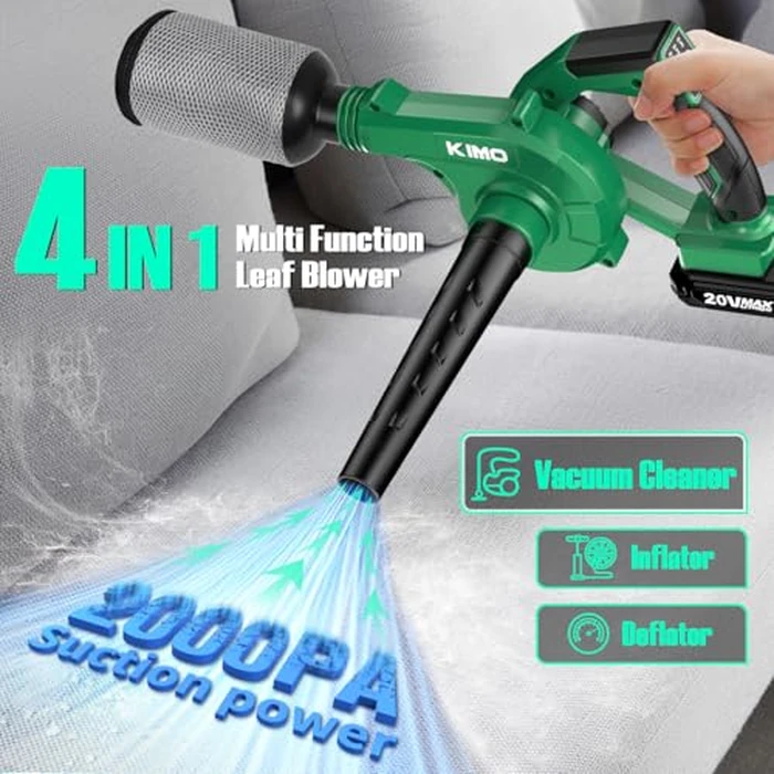 K I M O. Cordless Leaf Blower and Vacuum Combo 4 In 1, 3 Nozzles for Inflation and Deflation, 190MPH, Control Panel with 3 Speeds, 20" Extended Tube, 2 Pack Battery Operated Leaf Blowers for Lawn Care by K I M O. - Image 2