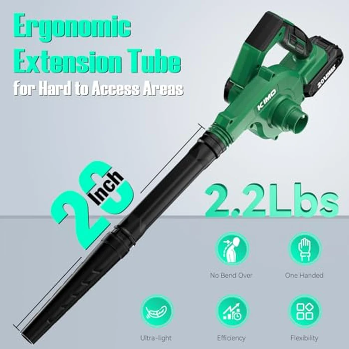 K I M O. Cordless Leaf Blower and Vacuum Combo 4 In 1, 3 Nozzles for Inflation and Deflation, 190MPH, Control Panel with 3 Speeds, 20" Extended Tube, 2 Pack Battery Operated Leaf Blowers for Lawn Care by K I M O. - Image 8