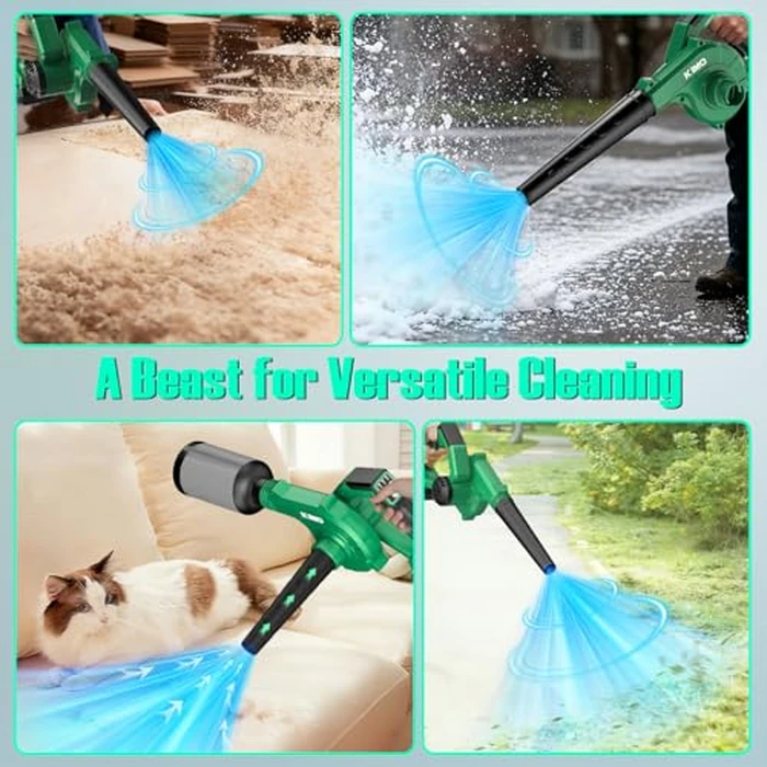 K I M O. Cordless Leaf Blower and Vacuum Combo 4 In 1, 3 Nozzles for Inflation and Deflation, 190MPH, Control Panel with 3 Speeds, 20" Extended Tube, 2 Pack Battery Operated Leaf Blowers for Lawn Care by K I M O. - Image 9
