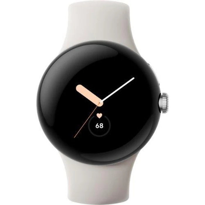 Google Pixel Watch 1 (Bluetooth + LTE) - 32GB - 41mm - Polished Silver Stainless Steel Case with Chalk Fluoroelastomer Active Band by Google - Refurbished - Good condition