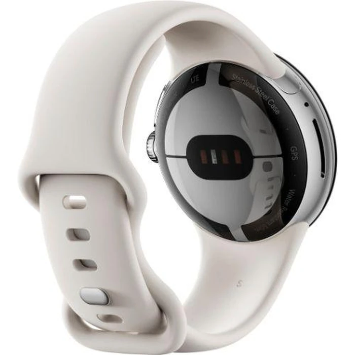 Google Pixel Watch 1 (Bluetooth + LTE) - 32GB - 41mm - Polished Silver Stainless Steel Case with Chalk Fluoroelastomer Active Band by Google - Image 4