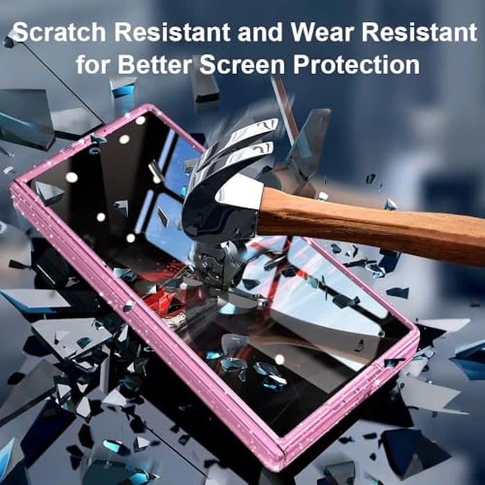 FABSPARK Case for Samsung Galaxy Z Fold 7 Built-in Screen Protector,Hinge Protection,Sparkly Bling Glitter Crystal Clear Transparent Slim Fit Acrylic Hard PC for Samsung Z Fold 7 Case,Glitter Pink by FABSPARK - Image 6