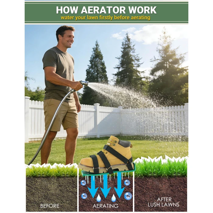 MILLUXXi Lawn Aerator Shoes with Dual Straps on Instep for Effectively Aerating Lawn Soil, Aerator Lawn Tool One Size Fits All Pre-Assembled Heavy Duty Spiked Sandals for Patio Garden Grass Green by MILLUXXi - Image 3