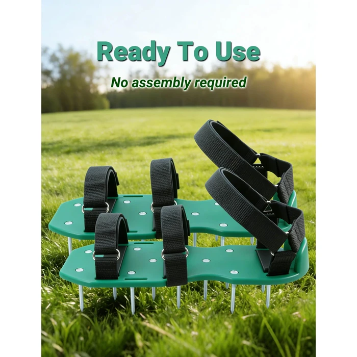 MILLUXXi Lawn Aerator Shoes with Dual Straps on Instep for Effectively Aerating Lawn Soil, Aerator Lawn Tool One Size Fits All Pre-Assembled Heavy Duty Spiked Sandals for Patio Garden Grass Green by MILLUXXi - Image 4