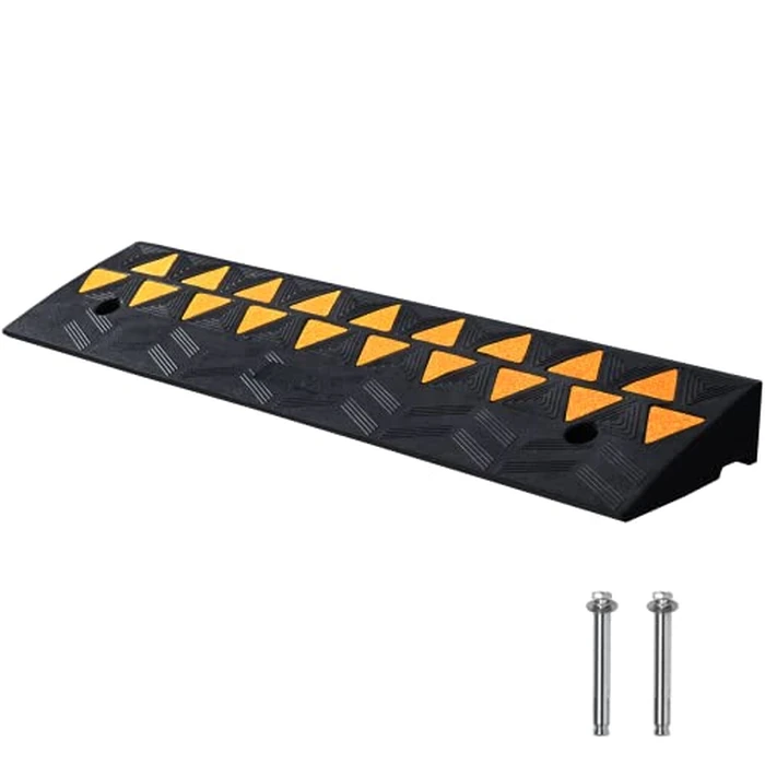 VEVOR Rubber Curb Ramp 3.5" Rise Height Sidewalk Curb Ramp, 10" Width 39.4" Length Driveway Ramp for Curb, 15T Heavy Duty Rubber Ramp for Forklifts, Trucks, Buses, Cars, Wheelchairs, Bikes by VEVOR - Used - Good condition - CA$50.28