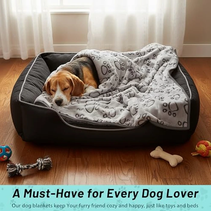 Stuffed(R) Premium Soft Dog Blanket Washable, 40"x32" Cat Blanket for Indoor Cats Large Medium Small Dog Puppy Essentials (Grey) by Stuffed - Image 3