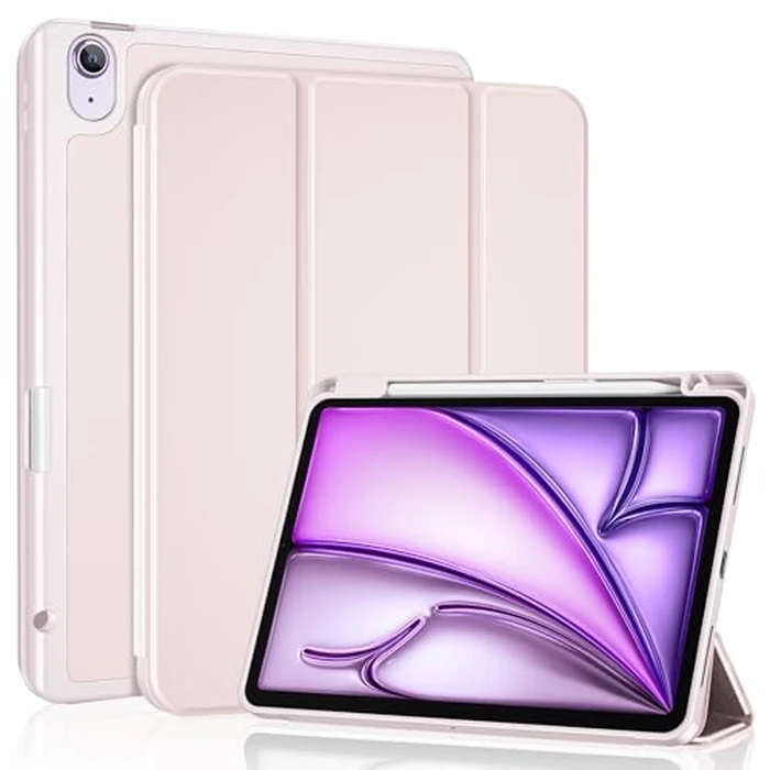 ProCase for iPad Air 11 Inch Case with Pencil Holder, iPad Air 11" M4/M3/M2(2026/2025/2024)/ iPad Air 5th Gen 2022/Air 4th Gen 2020 10.9" Trifold Stand Smart Folio with Soft TPU Back Cover -Lightpink by ProCase - Image 1
