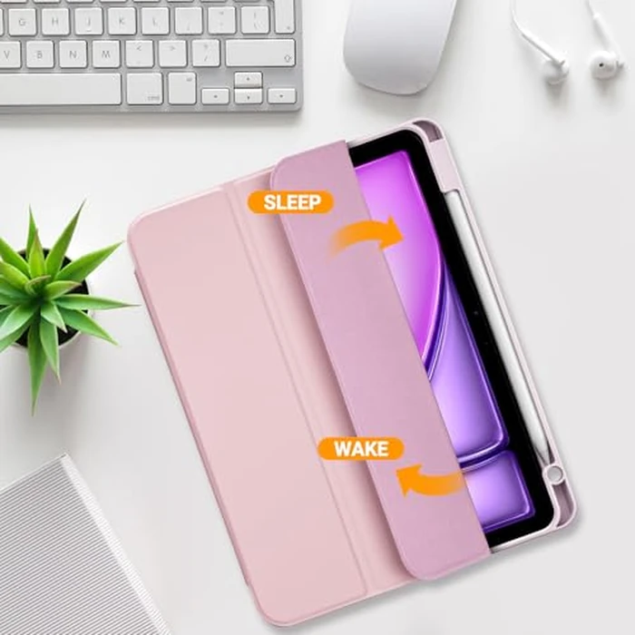 ProCase for iPad Air 11 Inch Case with Pencil Holder, iPad Air 11" M4/M3/M2(2026/2025/2024)/ iPad Air 5th Gen 2022/Air 4th Gen 2020 10.9" Trifold Stand Smart Folio with Soft TPU Back Cover -Lightpink by ProCase - Image 5
