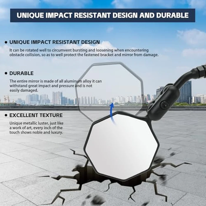 SHEJISI Bike Mirror, 2 pcs Bike Mirror Handlebar Mount,Aluminum Alloy,HD 360 degrees Adjusted Bike Rear View Mirror, Anti-impact/explosion/glare, Fits for Mountain Bikes,E-bike, Bicycle,Scooter,Motorcycle by SHEJISI - Image 5