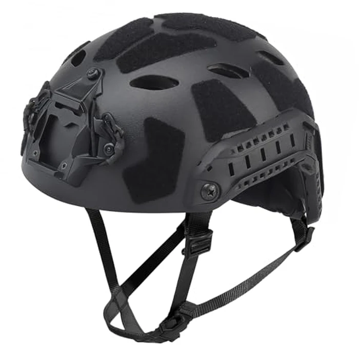 AOUTACC Lightweight Tactical Airsoft Helmet, Integrated Airsoft Helmet with NVG Mount Base, Side Rails,Pre-Slotted Headset Strap and Helmet Accessories for Outdoor Sports-Black by AOUTACC - Used - Like New condition - US$38.62