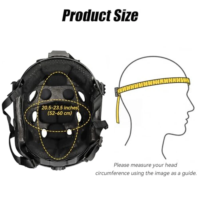 AOUTACC Lightweight Tactical Airsoft Helmet, Integrated Airsoft Helmet with NVG Mount Base, Side Rails,Pre-Slotted Headset Strap and Helmet Accessories for Outdoor Sports-Black by AOUTACC - Image 2