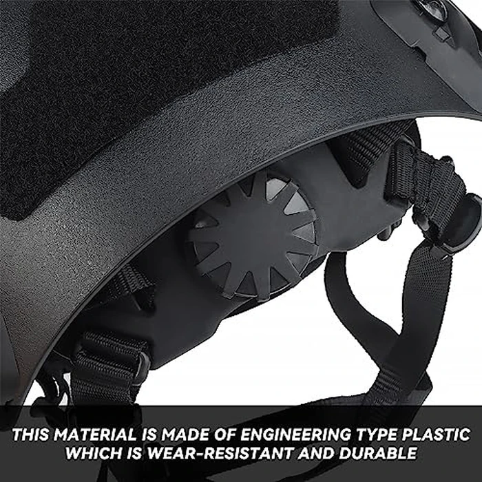 AOUTACC Lightweight Tactical Airsoft Helmet, Integrated Airsoft Helmet with NVG Mount Base, Side Rails,Pre-Slotted Headset Strap and Helmet Accessories for Outdoor Sports-Black by AOUTACC - Image 3