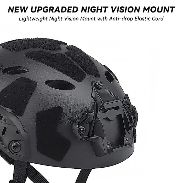 AOUTACC Lightweight Tactical Airsoft Helmet, Integrated Airsoft Helmet with NVG Mount Base, Side Rails,Pre-Slotted Headset Strap and Helmet Accessories for Outdoor Sports-Black by AOUTACC - Image 7
