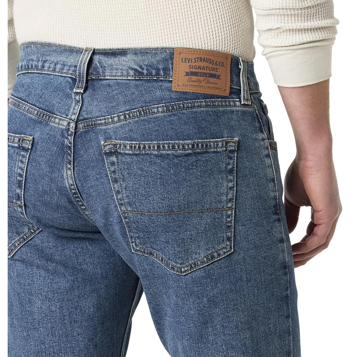 Levi Strauss Signature Gold Men's Relaxed Fit Flex Jeans (Available in Big & Tall), Medium Indigo-Waterless, 50W x 32L by Levi Strauss Signature Gold - Image 3