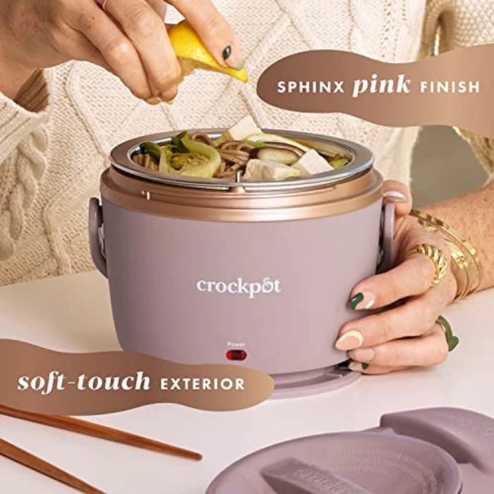 Crock-Pot 20oz Portable Electric Food Warmer, Personal Lunch Box Keeps Food Spill-Free & Warm, Ideal for Travel, Work, School, Car, On-the-Go, Dishwasher-Safe, Giftable, Blush Pink by Crock-Pot - Image 5