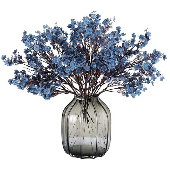 JAKY-Global Babys Breath Silk Artificial Flowers Bulk 6pcs for Fall Decor Fake Flower Bouquet Bulk for Home Kitchen Indoor Bouquet Floral Arrangement Table Centerpieces Party Decor(Blue Ashes) by JAKY-Global - Used - Like New condition