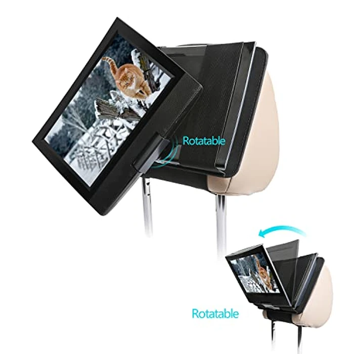 Z ZOTHINGTON Car Headrest Mount Holder for Swivel and Flip Type Portable DVD Player fits All 7 to 11 Inch DVD Player - Portable DVD Player Car Holder for Kids in Back Seats (Black) by Z ZOTHINGTON - Used - Acceptable condition