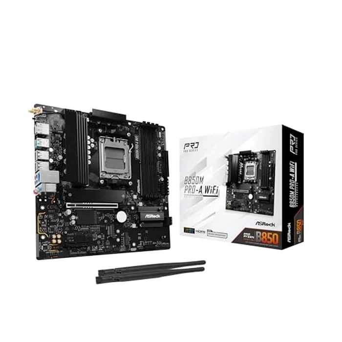 ASRock AMD B850M Pro A WiFi 6E Socket AM5 Ryzen 9000/8000/7000 Series DDR5 8000+ (OC) MHz 256GB Micro ATX Motherboard M.2 SATA3 6.0 Gb/s PCIe 5.0 BIOS Flashback 2.5G LAN by ASRock - Used - Like New condition - US$145.24