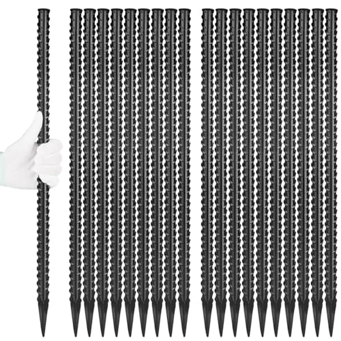 Besitu 24 Inches Straight Rebar Stakes(20-Pack), 1/2" Diameter Steel Metal Stakes for Garden with Chisel Point End Heavy Duty Ground Anchors for Landscape, Concrete Form, Camping & Trapping Black by Besitu - Used - Very Good condition - CA$69.29