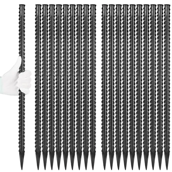 Besitu 24 Inches Straight Rebar Stakes(20-Pack), 1/2" Diameter Steel Metal Stakes for Garden with Chisel Point End Heavy Duty Ground Anchors for Landscape, Concrete Form, Camping & Trapping Black by Besitu - Image 8