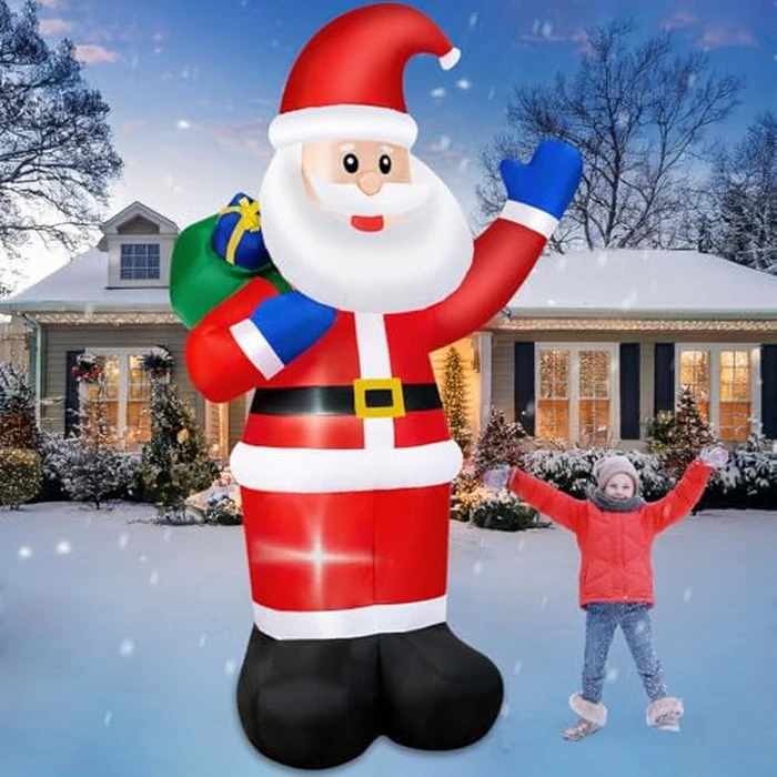 B&D 8FT Christmas Inflatables Santa Claus Outdoor Decorations, Christmas Blow Up Santa Yard Decorations Built-in LED Lights Inflatable Christmas Decorations for Holiday Xmas Party Garden Patio Lawn by B&D - Used - Very Good condition - US$20.07
