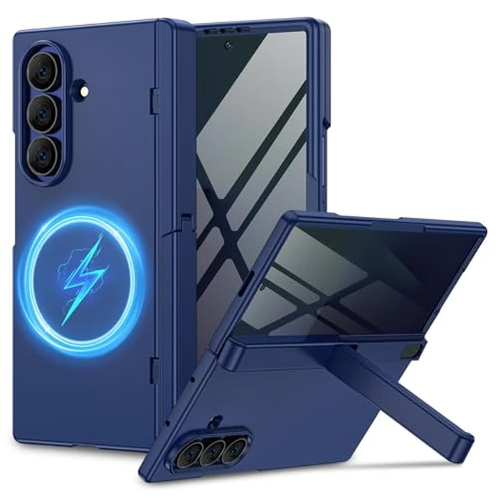 for Samsung Galaxy Z Fold 7 Case with Privacy Screen Protector, [Compatible with Magsafe] [Hidden Kickstand][Hinge Protection] Full Body Hard Shockproof Slim Phone Cover for Z Fold 7 - Blue by Caka - Used - Like New condition