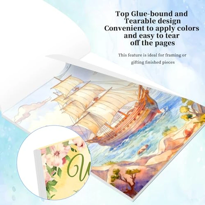 Kalysky 3-Pack Watercolor Coloring Books for Adults Beginners, 160GSM Acid-Free Cold Press Paper, 36 Single-Sided Page Nature Theme (Birds, Animals, Landscapes) - Ideal Art Therapy & Gift by Kalysky - Image 5