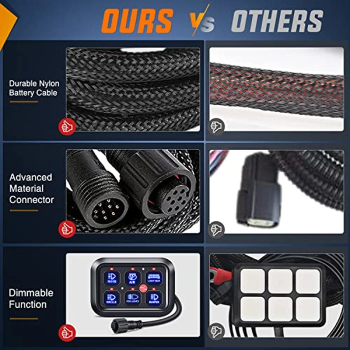 Nilight 6 Gang Switch Panel Universal Circuit Control Relay System with Fuse Wiring Harness Automatic Dimmable ON-Off LED Pod for Cars Trucks Boats ATV UTV SUV by Nilight - Image 7