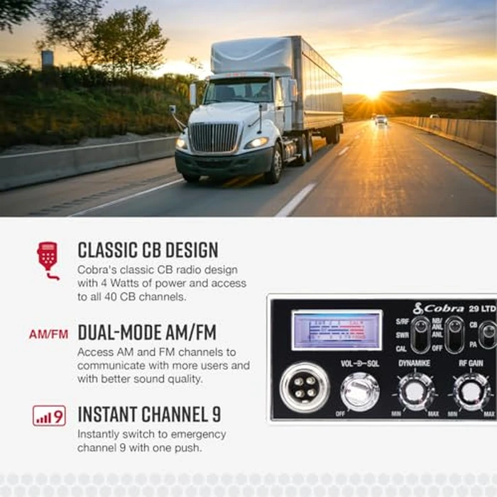 Cobra 29 LTD Chrome AM/FM Professional CB Radio - Easy to Operate, Emergency Radio, Instant Channel 9, 4-Watt Output, Full 40 Channels, Adjustable Receiver and SWR Calibration, Chrome by COBRA - Image 3