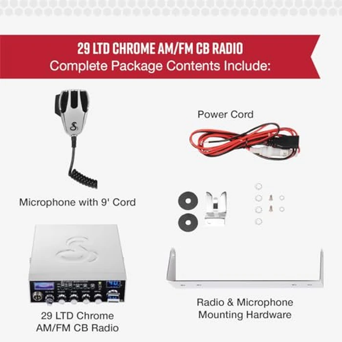 Cobra 29 LTD Chrome AM/FM Professional CB Radio - Easy to Operate, Emergency Radio, Instant Channel 9, 4-Watt Output, Full 40 Channels, Adjustable Receiver and SWR Calibration, Chrome by COBRA - Image 6