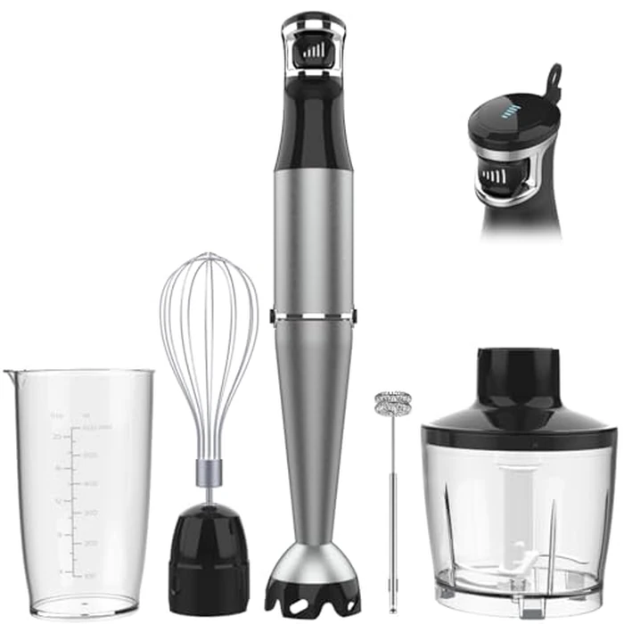 Immersion Blender Handheld Corded Hand Blenders Set 1100W, Trigger Variable Speed 5 in 1 Stick Emulsifier with Chopper, Whisk and Frother for Soup, Baby Food and Smoothies by turelar - Image 1