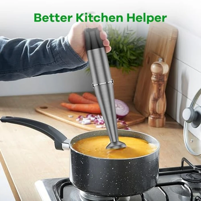 Immersion Blender Handheld Corded Hand Blenders Set 1100W, Trigger Variable Speed 5 in 1 Stick Emulsifier with Chopper, Whisk and Frother for Soup, Baby Food and Smoothies by turelar - Image 7
