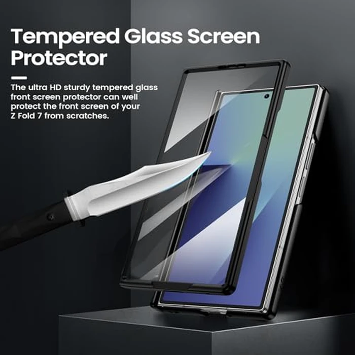 VEGO for Galaxy Z Fold 7 Case with Belt Clip Holster, 360 degreesRing Magnetic Kickstand & Camera Cover & Front Screen Protector & Hinge Protection Shockproof Armor Case for Samsung Z Fold 7 - Black by VEGO - Image 6