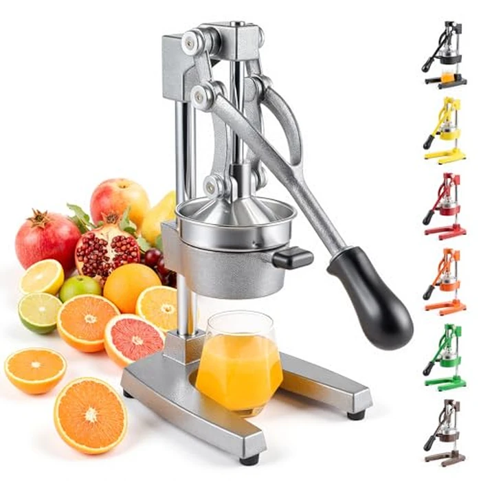 CO-Z Manual Citrus Juicer, Commercial Grade Cast Iron Orange Juicer, Professional Heavy Duty Juice Press with Removable Strainer, Manual Juice Extractor for Orange Lemon Pomegranate Citrus, Gray by CO-Z - Image 1
