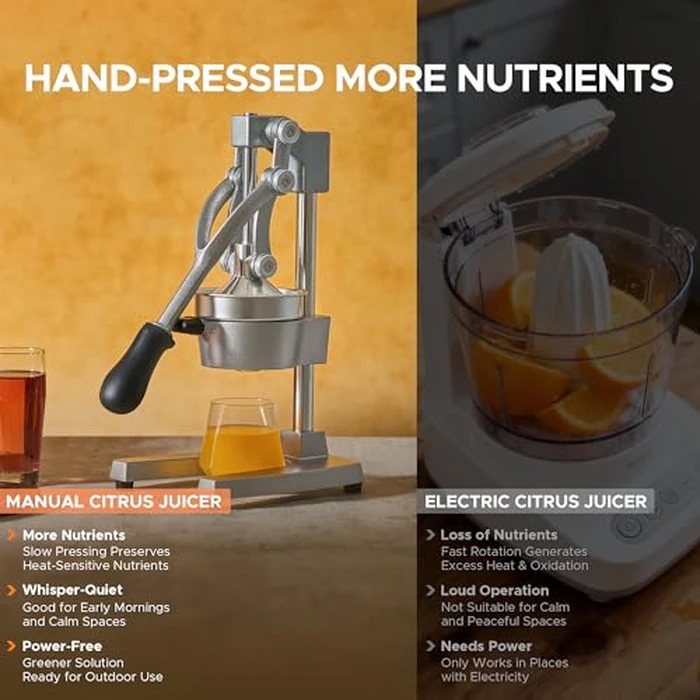 CO-Z Manual Citrus Juicer, Commercial Grade Cast Iron Orange Juicer, Professional Heavy Duty Juice Press with Removable Strainer, Manual Juice Extractor for Orange Lemon Pomegranate Citrus, Gray by CO-Z - Image 4