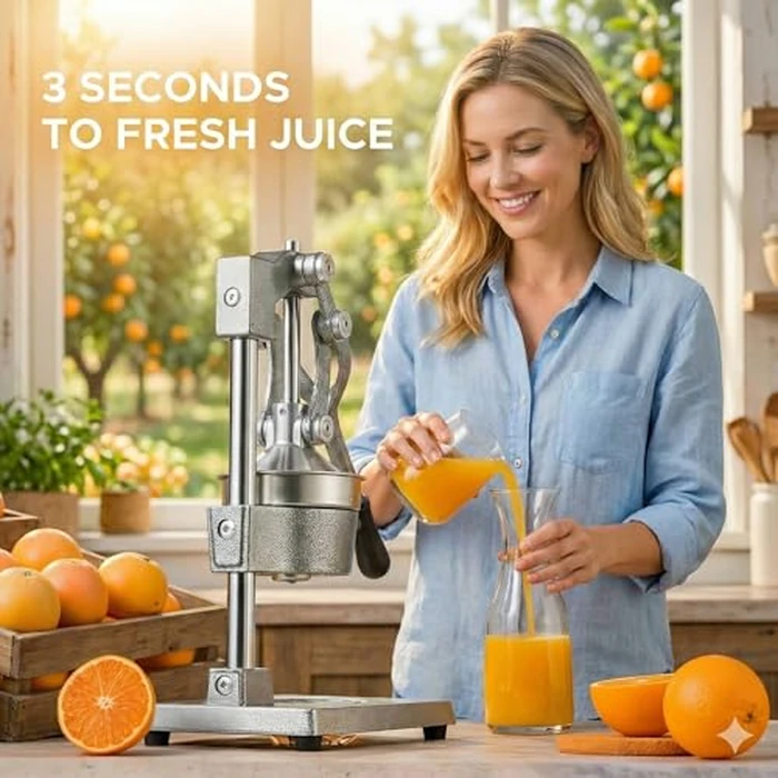 CO-Z Manual Citrus Juicer, Commercial Grade Cast Iron Orange Juicer, Professional Heavy Duty Juice Press with Removable Strainer, Manual Juice Extractor for Orange Lemon Pomegranate Citrus, Gray by CO-Z - Image 5