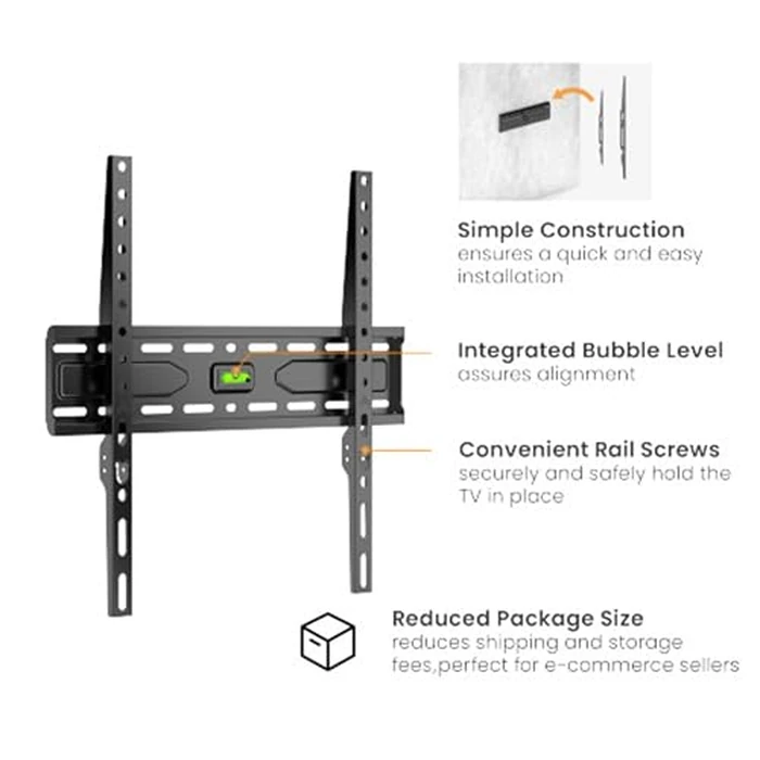 GPlus+ Fixed TV Wall Mount Premium Quality, Low Profile TV Mount for Most 32-75 inch TVs, TV Wall Mount Bracket Max VESA 400X400mm Up to 99lbs, Ultra Slim and Space Saving, 44F by G PLUS+ - Image 3