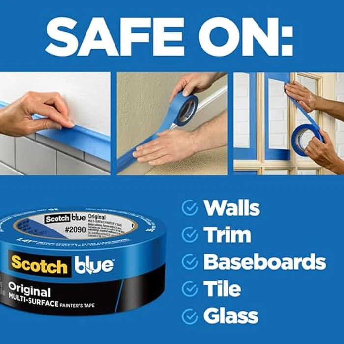 ScotchBlue Original Multi-Surface Painters Tape, 2 Inch Wide (1.88 In. x 60 Yds), 6 Rolls Blue Paint Tape Protects Surfaces & Removes Easily, Masking Tape for Indoor and Outdoor Use (2090-48TP6) by ScotchBlue - Image 2