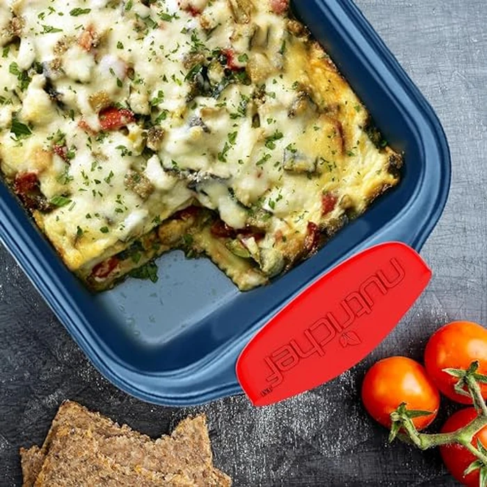 NutriChefKitchen 8-Piece Nonstick Bakeware Set - PFOA, PTFE-Free Carbon Steel Baking Trays w/Heatsafe Silicone Handles, Oven Safe Up to 450 degreesF, Pizza Loaf Muffin Round/Square Pans, Blue, NCSBSBL8 by Nutrichef - Image 6