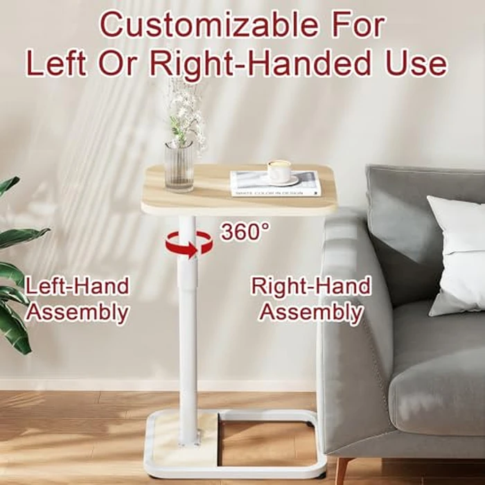 GOYLSER C Shaped End Table for Couch, Height Adjustable Rotatable Couch Tray Tables Sofa Table Tv Trays for Bedroom, Natural Wooden Swivel Side Table for Small Spaces by GOYLSER - Image 3