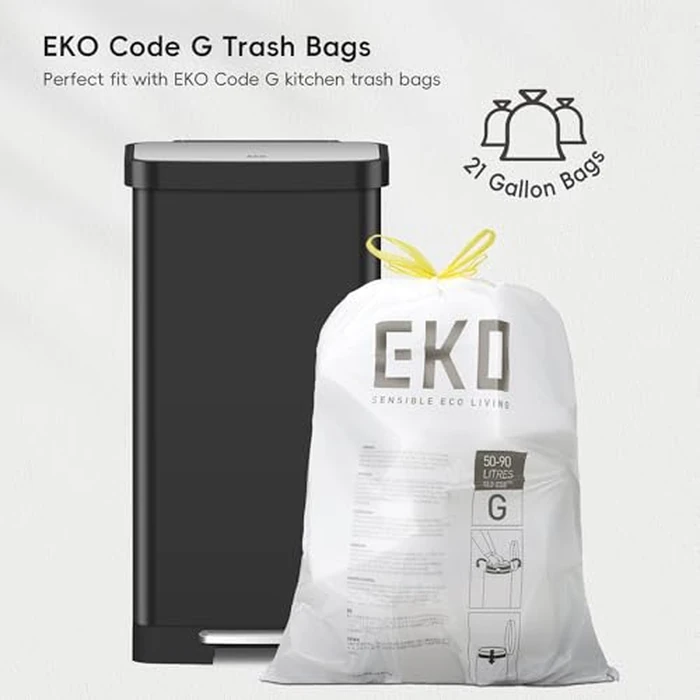 EKO Hudson Matte Stainless Steel 75 Liter/20 Gallon Large Kitchen Trash Can, Tall Step Garbage Can with Rear Bag Storage Compartment (Matte Black) by EKO - Image 2