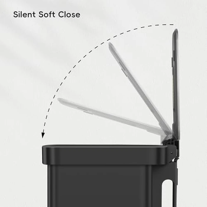 EKO Hudson Matte Stainless Steel 75 Liter/20 Gallon Large Kitchen Trash Can, Tall Step Garbage Can with Rear Bag Storage Compartment (Matte Black) by EKO - Image 7