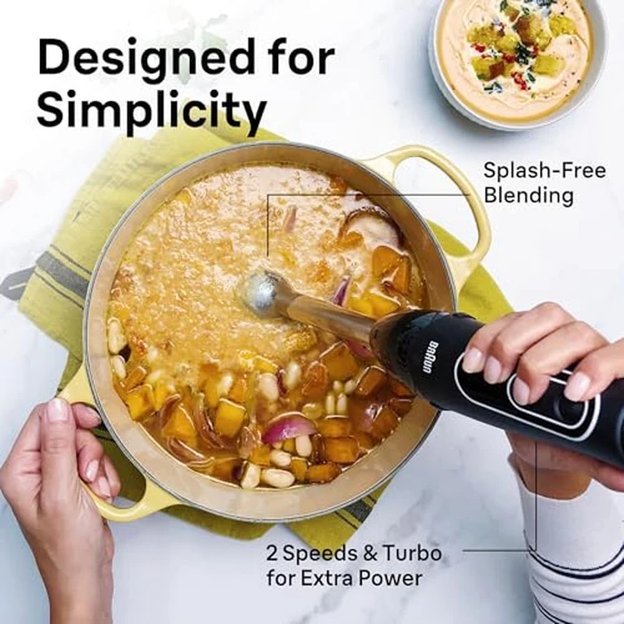 Braun MQ505 Portable Immersion Hand Blender, Powerful 350W Stick Blender, Dual Speed, Whisk, Beaker, Soup, Baby Food, Mixer, Hummus, Egg Beater, Smoothies by Braun - Image 4