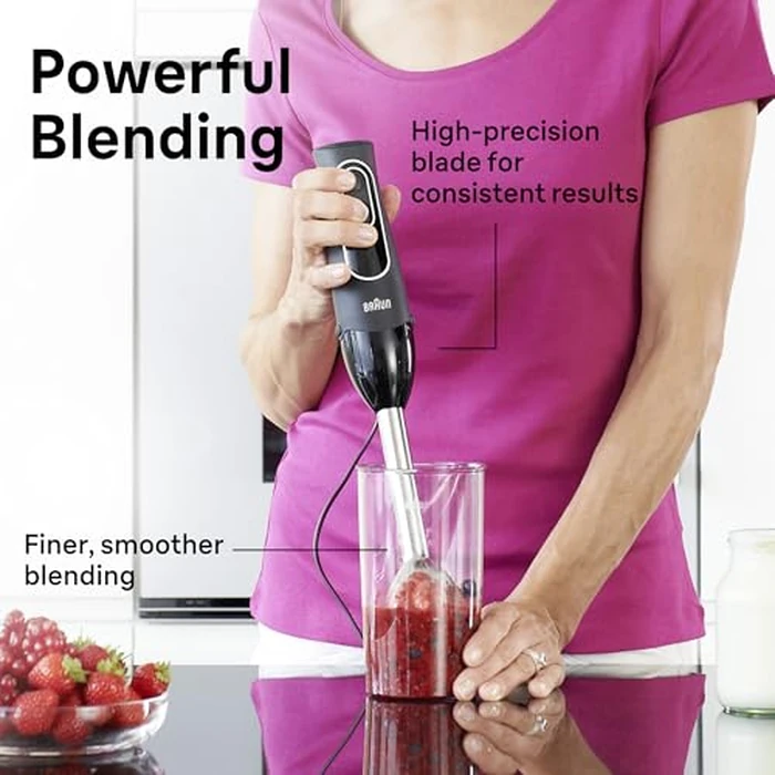 Braun MQ505 Portable Immersion Hand Blender, Powerful 350W Stick Blender, Dual Speed, Whisk, Beaker, Soup, Baby Food, Mixer, Hummus, Egg Beater, Smoothies by Braun - Image 5