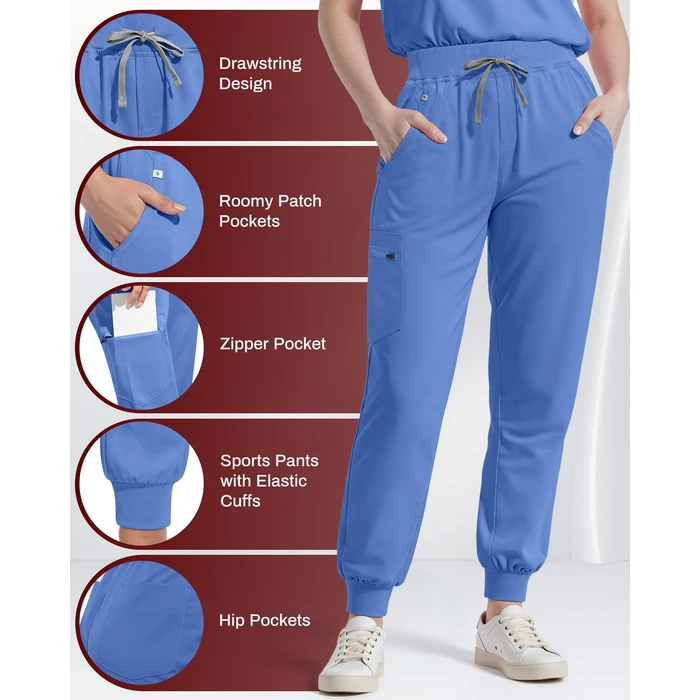 Eipnare Scrubs for Women Set, Stretchy V-Neck Top & Jogger Pants with Multi-Pocket Yoga Waistband by Eipnare - Image 4