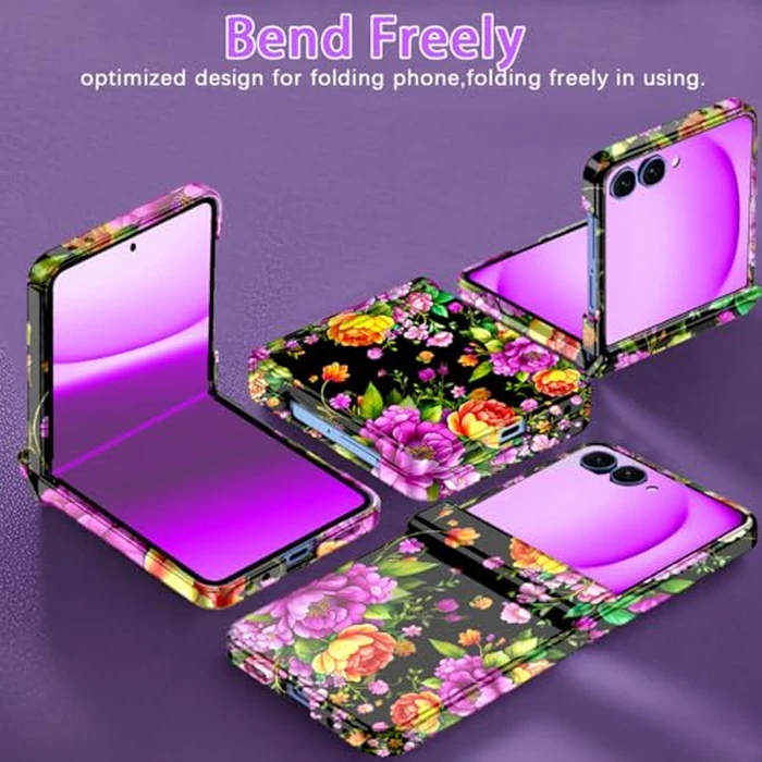 Hekodonk for Galaxy Z Flip 7 Case,[Compatible with MagSafe][Built-in Screen Protector][Hinge Protection],Magnetic Slim Shockproof Women Girls Case for Samsung Galaxy Z Flip 7,Dark Purple by Hekodonk - Image 4