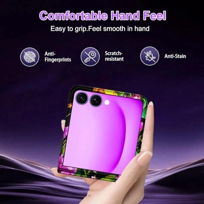 Hekodonk for Galaxy Z Flip 7 Case,[Compatible with MagSafe][Built-in Screen Protector][Hinge Protection],Magnetic Slim Shockproof Women Girls Case for Samsung Galaxy Z Flip 7,Dark Purple by Hekodonk - Image 6
