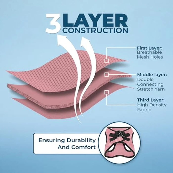 Best Pet Supplies - All Weather Mesh/Plush, Reflective, No Pull Harness for Small, Medium Dogs, Cats - Secure with Hook & Loop Fastener, Buckle, Double D-Rings - Pink/Black Trim, M by Best Pet Supplies - Image 4