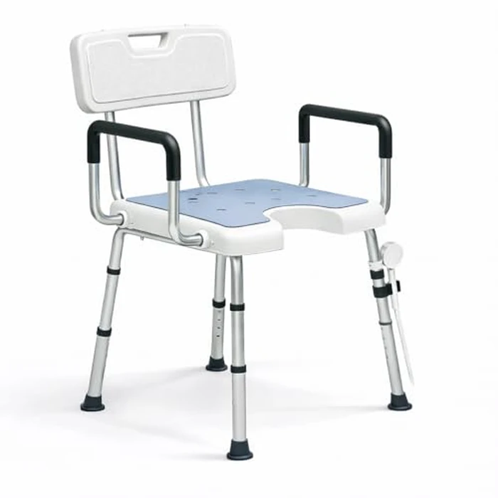 Shower Chair for Inside Shower with Arms and Back HSA/FSA Eligible, 400lbs Capacity Height Adjustable U-Shaped Seat for Seniors Elderly Easy Bathing, 4-in-1 Tool-Free Assembly by Premimax - Used - Very Good condition